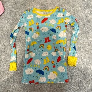 5/$25- Girls Little Sleepies rain and rainbows bamboo long sleeve pajama top
